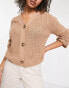 Brave Soul Tall daisy fisherman knit cardigan in tan Бежевый, EU 42 Tall - фото #8