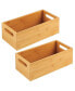 Фото #3 товара Bamboo Pantry Bin Box Container, Built-In Handles, 2 Pack, Natural/Tan