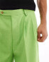 Фото #5 товара ASOS DESIGN smart linen blend longline shorts in bright green