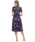 Фото #2 товара Petite Floral-Print Twist-Front Midi Dress