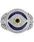 ფოტო #2 პროდუქტის EFFY® Men's Multi-Gemstone & Diamond (1/10 ct. t.w.) Evil Eye Ring in Sterling Silver & 14k Gold