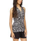 Фото #13 товара Women's Zebra-Print Button-Front Sleeveless Top