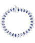 Cubic Zirconia Blue & White Marquise Zigzag Tennis Bracelet in Sterling Silver