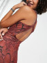 Фото #3 товара ASOS DESIGN sleeveless midi dress with ruching in rust snake print