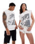 ASOS DESIGN unisex oversized license vest with Tupac graphic prints in off white