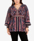 Фото #1 товара Plus Size Serene Placement Long Sleeve Top