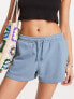 Weekday Essence jersey shorts in dusty blue exclusive to ASOS