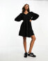 JDY v neck tiered mini dress in black