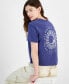 Juniors' Moon Graphic-Print Crewneck Tee Синий, S - фото #3