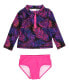 Big Girls Long Sleeve Zipper Rash Guard 2-Piece