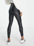 Фото #4 товара River Island Petite faux leather zip detail trouser in black