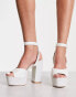 Фото #8 товара Be Mine Bridal Alette glitter platform sandals in white and silver