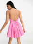 Фото #4 товара ASOS DESIGN Cotton pleat detail corset prom mini dress with cut out detail in pink