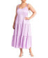 Plus Size Tiered Satin Maxi Dress - 26, Pastel Lilac