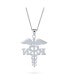 ფოტო #2 პროდუქტის Angel Wings Stethoscope Symbol of Registered RN Nurse Caduceus Pendant Charm Necklace For Women Graduation .925 Sterling Silver