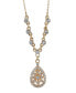 2028 gold-Tone Crystal Filigree Teardrop Necklace 16" Adjustable