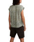 ფოტო #2 პროდუქტის Women's Printed Smocked Short-Sleeve Top