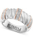 ფოტო #1 პროდუქტის EFFY® Diamond Contrasting Vertical Bar Ring (1/6 ct. t.w.) in Sterling Silver & 14k Rose Gold-Plate