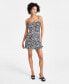 Фото #1 товара Women's Zebra-Print Ruffled Snap-Front Dress, Created for Macy's
