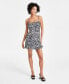 Фото #1 товара Women's Zebra-Print Ruffled Snap-Front Dress, Created for Macy's