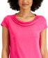 Women's Stretch Knit Cowl-Neck Short-Sleeve Top