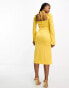 Фото #6 товара Public Desire satin midi dress with cross neck in mustard