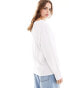 Фото #4 товара ASOS DESIGN slash neck long sleeve cotton slub t-shirt in white