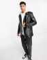 Фото #1 товара Muubaa leather longline belted biker jacket in black