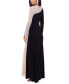 ფოტო #2 პროდუქტის Women's Two-Tone Long-Sleeve Jersey-Knit Gown