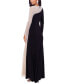 Women's Two-Tone Long-Sleeve Jersey-Knit Gown