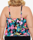 Swim Solutions 283908 Plus Size In Living Color Blouson Tankini Top, Size 18W