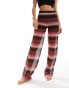 Noisy May crochet beach trouser co-ord in pink stripe