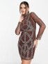 Фото #1 товара ASOS DESIGN ergonomic embellished mini dress in chocolate