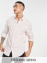 ASOS DESIGN wedding smart linen regular fit shirt with penny collar in pink