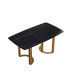 Фото #8 товара 63" Modern Artificial Stone Black Curved Golden Metal Leg Dining Table -6 People