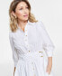 Фото #4 товара Women's Belted Cotton Shirt Dress, Created for Macy's