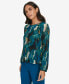 ფოტო #3 პროდუქტის Women's Printed Pleated Long-Sleeve Top