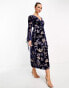 Фото #2 товара ASOS DESIGN velvet burn out maxi dress in blue floral burnout