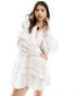 & Other Stories open collar mini shirt dress with floaty tiered hem in white weiß, S - EU 36-38 - фото #1