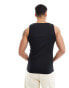 Good For Nothing ribbed branded vest in black