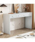 White Modern Minimalist Console Table With Drawers and Metal Handles