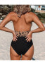 Фото #2 товара Women's Cheetah Plunge Halter Shirred One Piece Swimsuit