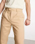 New Look – Schmal zulaufende Hose in Steinbeige mit Bundfalten