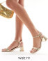 Фото #2 товара Glamorous Wide Fit low block heeled sandals in gold