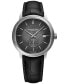 ფოტო #2 პროდუქტის Men's Swiss Automatic Maestro Small Seconds Black Leather Strap Watch 40mm