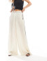 Lioness satin contrast pipping wide leg trousers in ivory