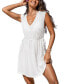 ფოტო #1 პროდუქტის Women's White Tonal Striped Sleeveless Mini Cover-Up