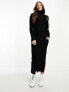 Фото #7 товара ASOS DESIGN Tall knitted maxi dress with high neck and side split in black