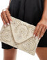 Фото #2 товара True Decadence – Umschlag-Clutch in Cremeweiß mit Blumenmuster und Perlen