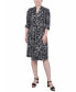 ფოტო #1 პროდუქტის Petite Elbow Sleeve Y Neck Shirtdress